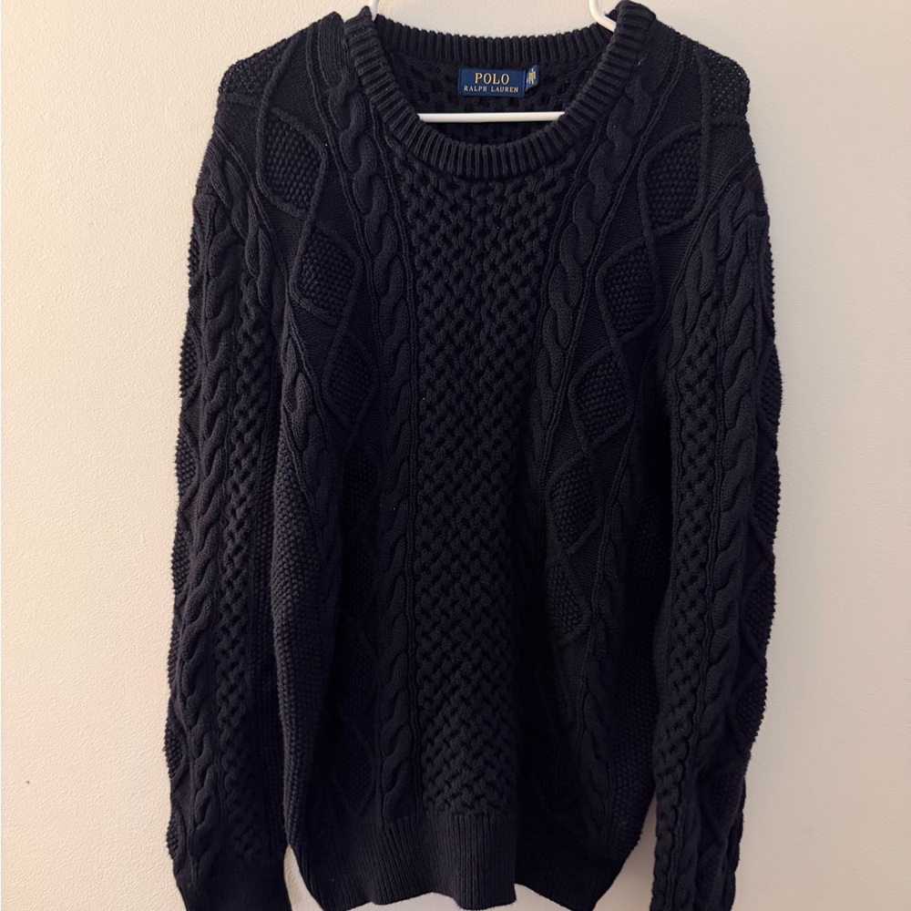 Ralph Lauren Navy Sweater with Yellow Logo